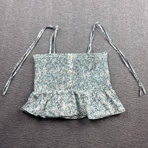 Paper Crane Blue Floral Smocked Camisole